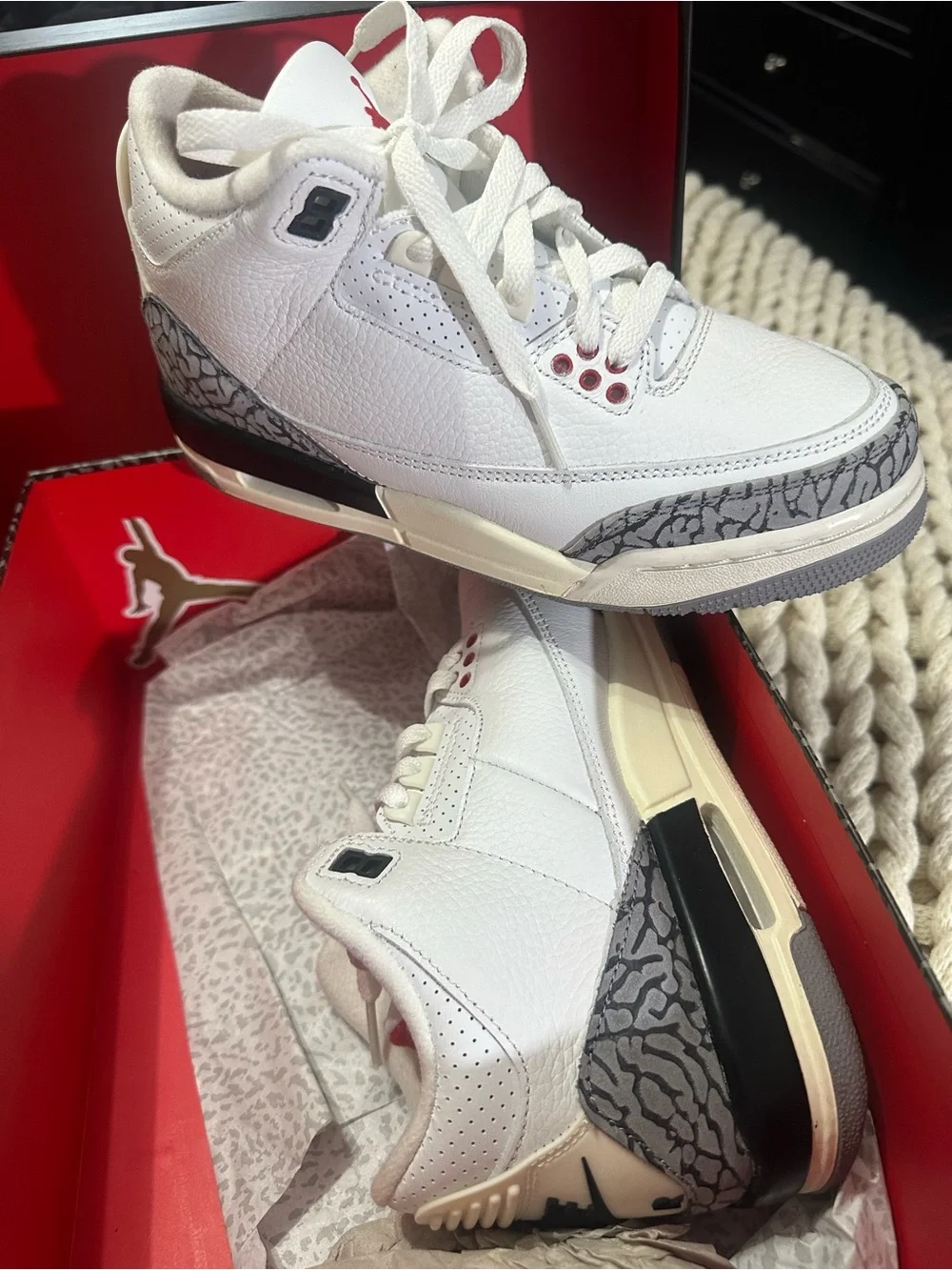 Nike Kids Red, White & Cement Gray Air Jordan Sneaker (5Y)